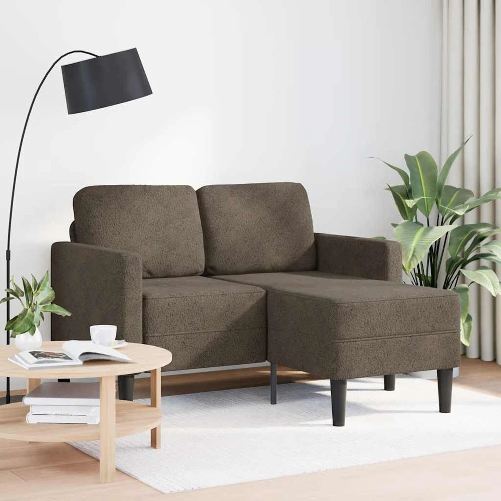 Dvivietė sofa su šezlongu, L formos, tamsiai pilka, 125 cm, dirbtinė oda
