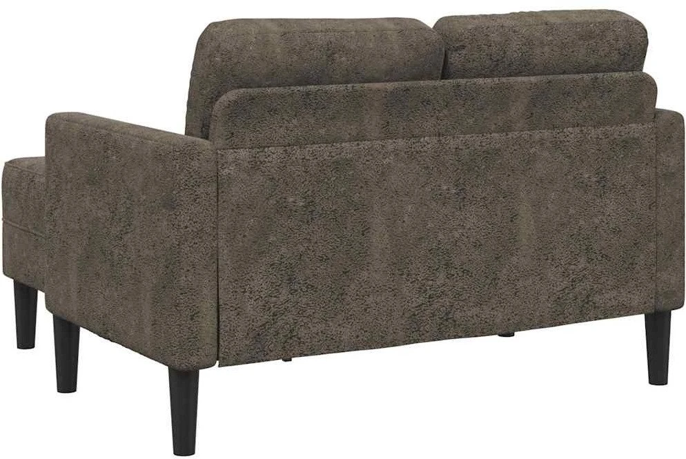 Dvivietė sofa su šezlongu, L formos, tamsiai pilka, 125 cm, dirbtinė oda