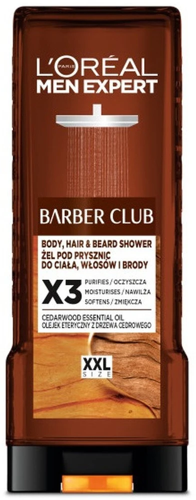 L'Oreal „Men Expert Barber Club“ 3in1 kūno, plaukų ir barzdos prausimosi gelis, 400 ml