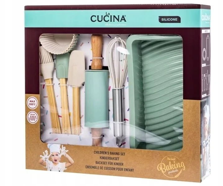 La Cucina Kepimo rinkinys, 12 dalių su silikoninėmis formelėmis, forma 20 x 10 x 4 cm