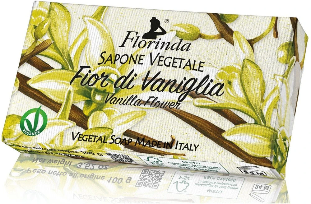La Dispensa Florinda muilas augalinis, rankų darbo, parfumuotas, Vanilės žiedų aromato, 100 g
