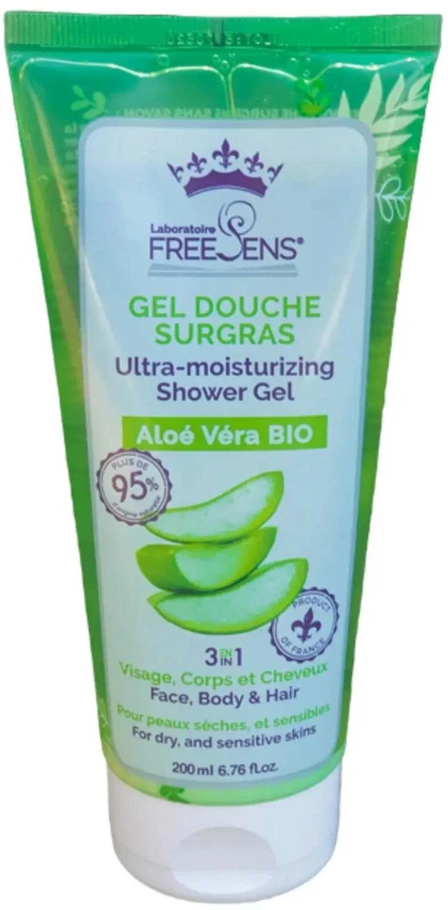 Laboratoire Freesens Freesens Organic Aloe Vera Hydrating & Cleansing Dušo želė Face Body & Hair Dry & Sensitive, 200 ml