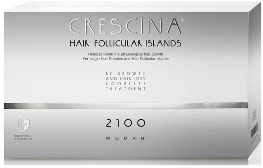 Labo Crescina Follicular Islands 2100 plaukų augimą skatinančios ampulės, serumas galvos odai, moterims, 10 + 10 vnt.