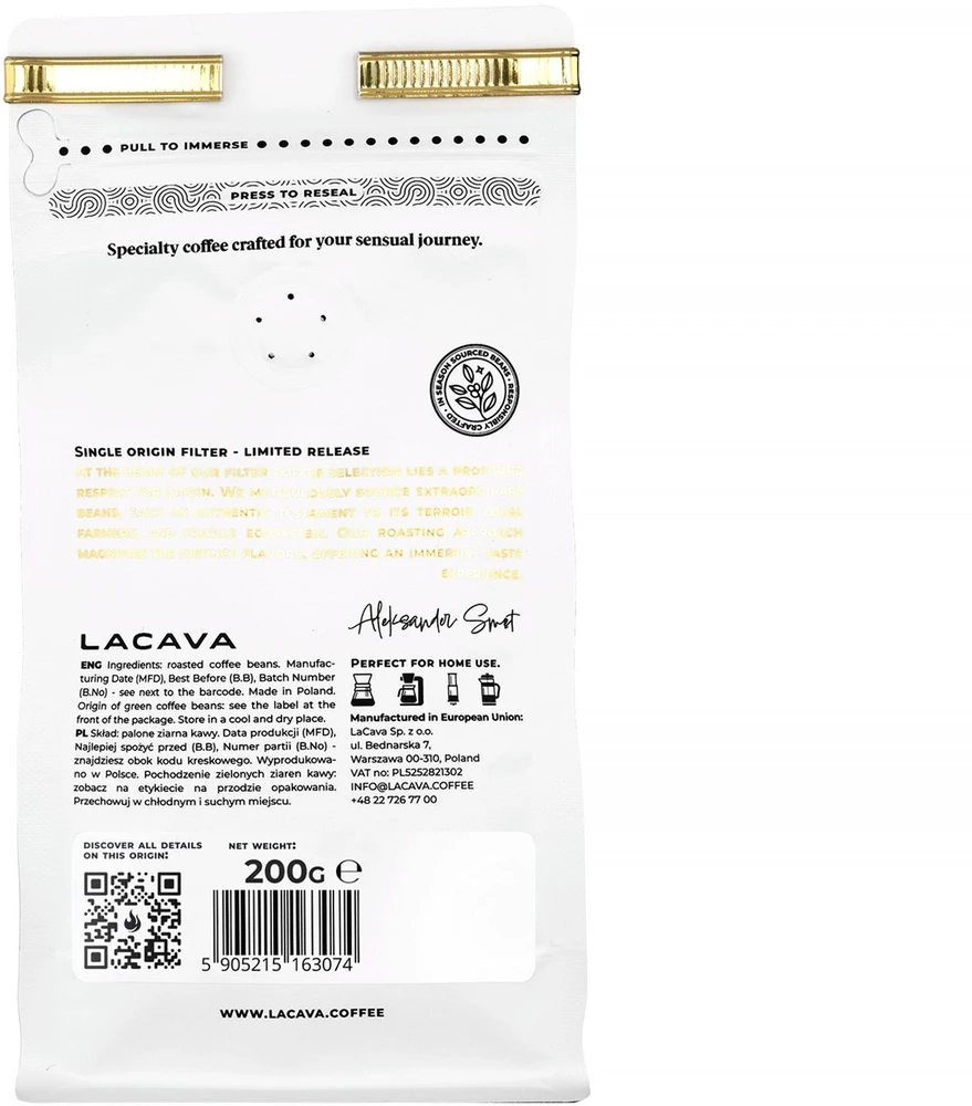 Kavos pupelės LaCava LaCava - kawa ziarnista Kolumbia Rodriguez Washed Filter 200 g