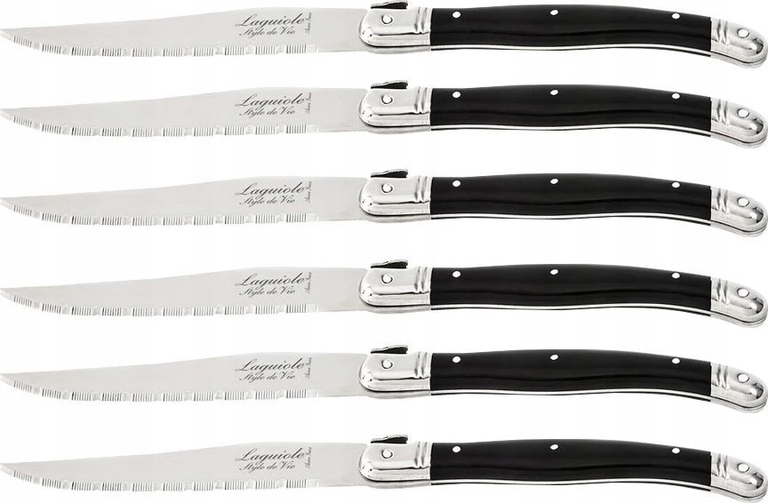 Steiko peiliai LAGUIOLE Premium Line by STYLE DE VIE, 6 vnt. su stovu, juodi