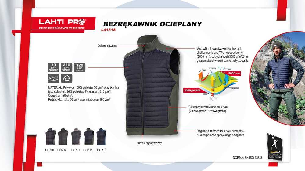Lahti Pro Bezrękawnik Šiltinta liemenė, juoda ir žalia, "2xl", ce, Lahti