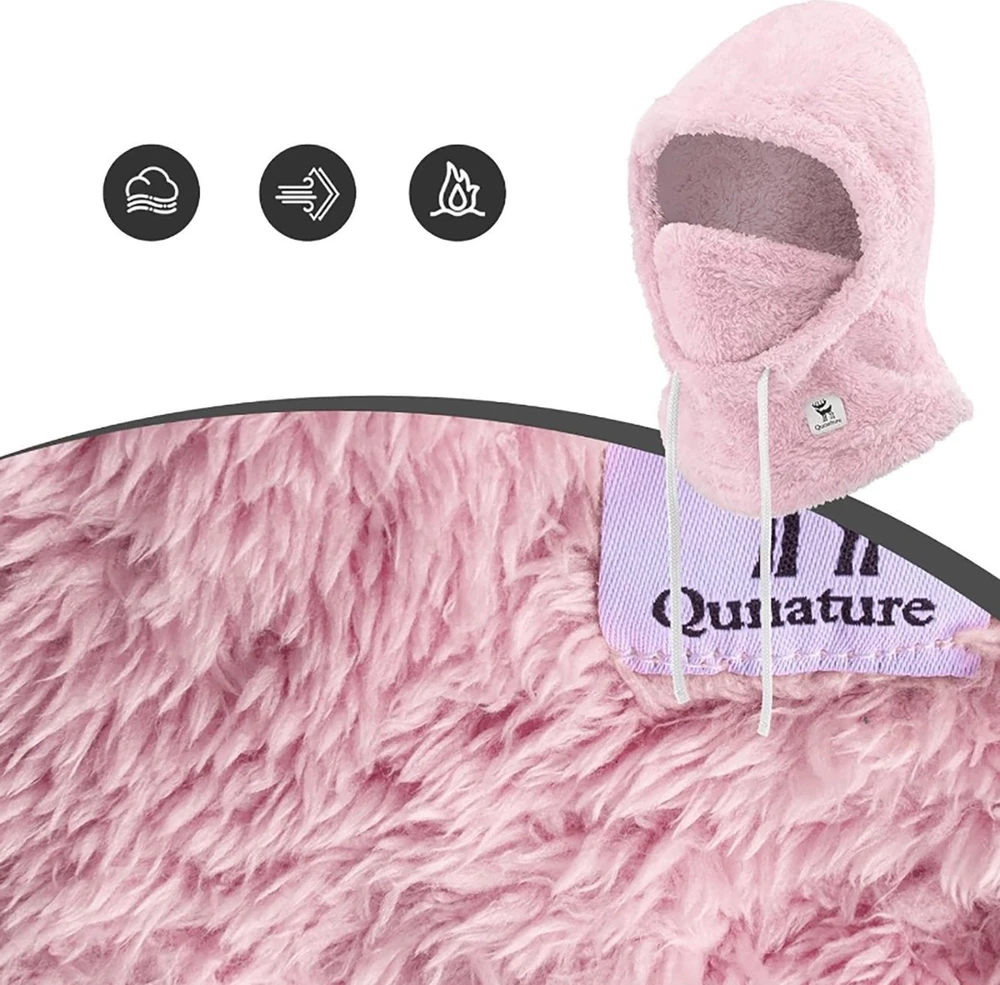 Qunature Arctic Velvet Ski Balaclava Size M – Rožinė