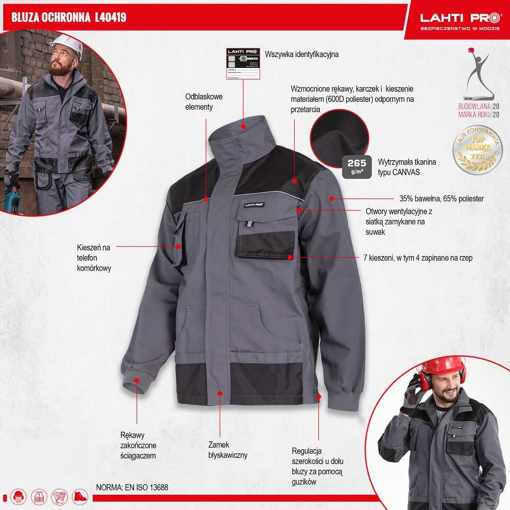 Lahti Pro Bluza, Pilkas ir juodas džemperis, „m (50)“, ce, Lahti