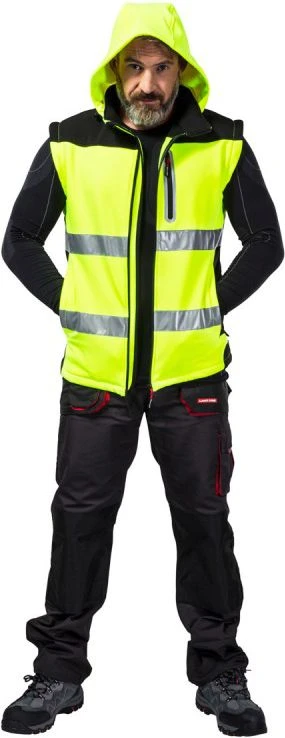 Lahti Pro Įspėjamasis softshell džemperis su nuimamomis rankovėmis, geltonas, "s", ce, Lahti