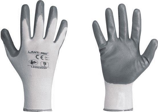 Lahti Pro Rękawice Nitrilo pirštinės, pilkos ir baltos, l220310p, kartonas, "10", ce, Lahti