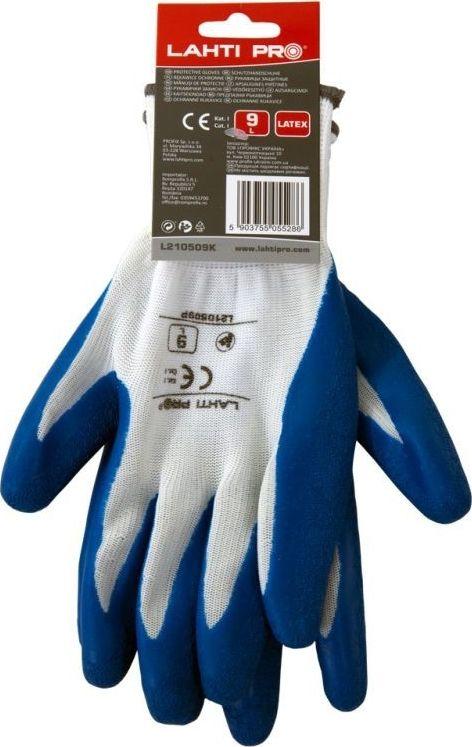 Lahti Pro Rękawice Latekso pirštinės mėlynai baltos l210511p, kartonas, "11", ce, Lahti