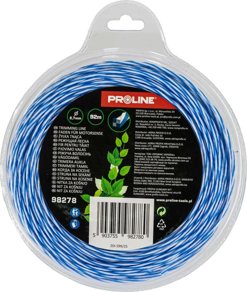 Lahti Pro Valas Pjovimo linija susukta, šachmatų lentos raštas, 2,7 mm x 92 m, prolinas