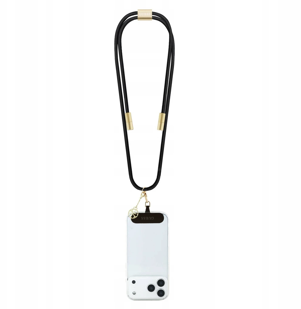 Guess Crossbody virvelė 4G Charm su įkrovimo kabeliu USB-C/USB-C juodos spalvos