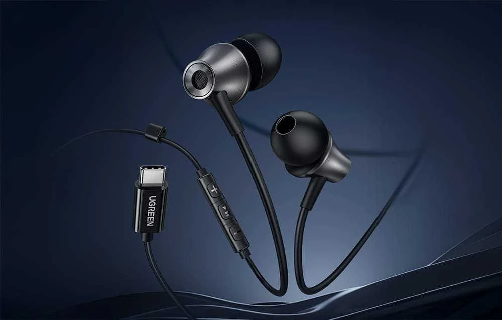 Laidinės Ugreen EP105 į ausis įdedamos ausinės, USB-C, 1,2 m (juodos)