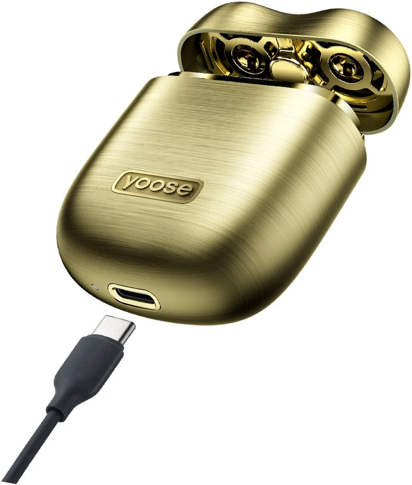 Laifen Yoose Mini S plaukų kirpimo mašinėlė, elektrinė vyriška skustukė, IPX7, USB-C, kelioninė, auksinė
