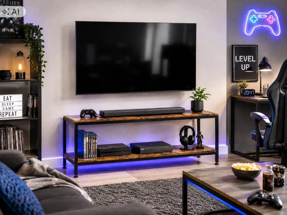 Laikiklis Art Universalus televizoriaus, tiunerio, multimedijos stovas 40KG SM-01 120cm 2 lentynos (STO SM-01)
