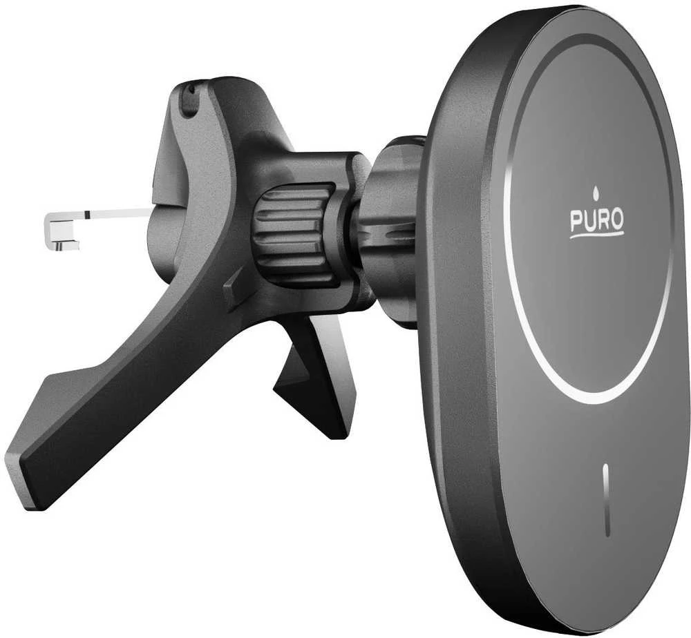 Puro Car Holder with Qi2 Charger, MagSafe Compatible - juodos spalvos