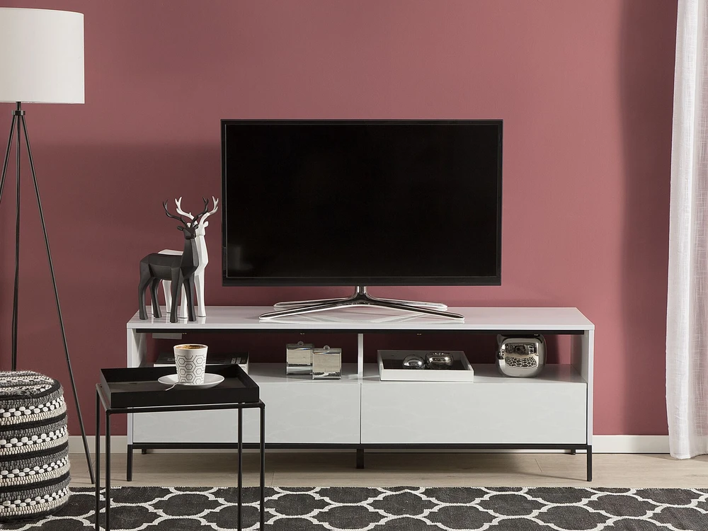 TV staliukas Beliani TV spintelė su LED apšvietimu SYDNEY Balta