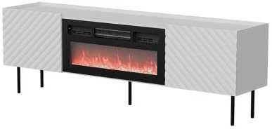 Laikiklis Cama Meble Cama LUCCA TV cabinet 180x40x59 baltas + juodas fireplace