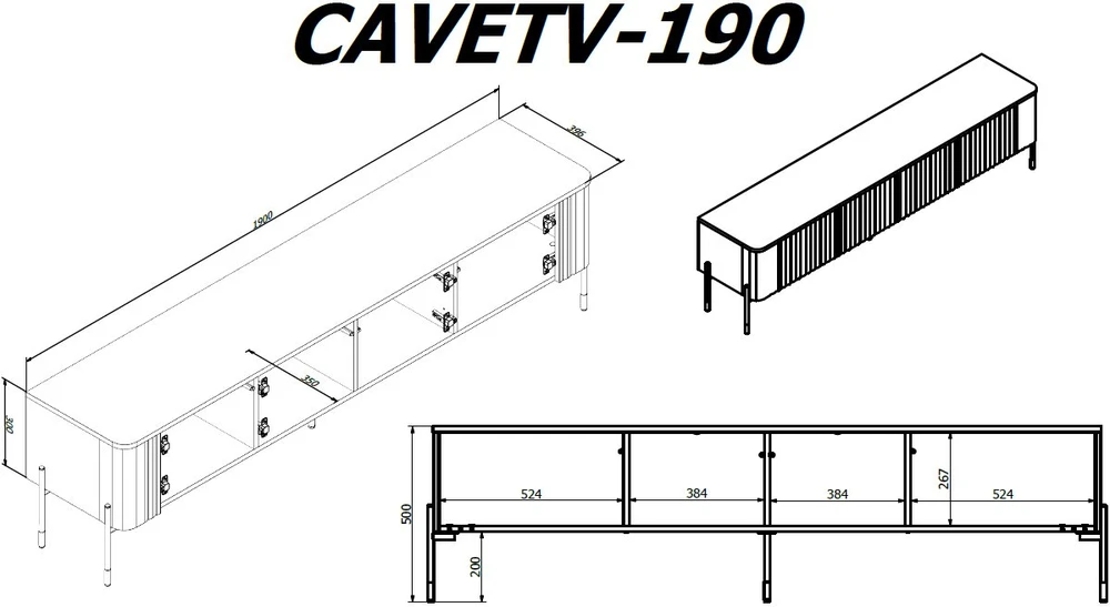 Laikiklis Cama Meble Cama VERA TV spintelė 190x40x50 kašmyro matinė