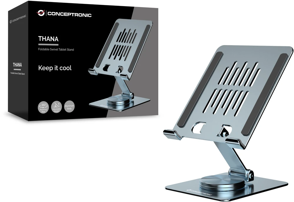 Laikiklis Conceptronic CONCEPTRONIC Laikiklis do tabletu 360°/sukamasis/regulowany wysokość pilka