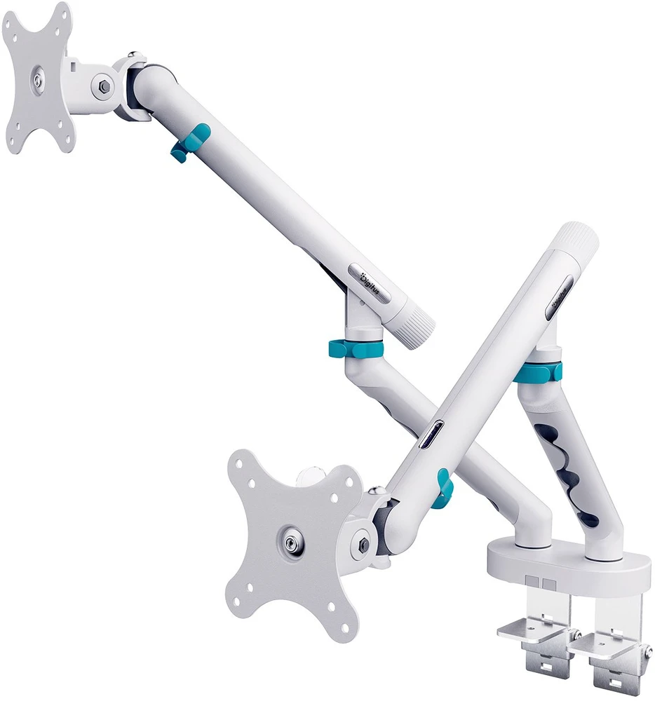 Assmann Electronic DIGITUS dvigubo monitoriaus laikiklis 2x35 colių 2x10kg mechaninė spyruoklinė VESA 75x75 100x100 Baltas