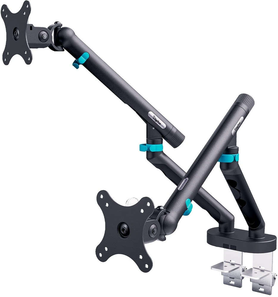 Assmann Electronic DIGITUS dvigubo monitoriaus laikiklis 2x35 colių 2x10kg mechaninė spyruoklinė VESA 75x75 100x100 Juodas
