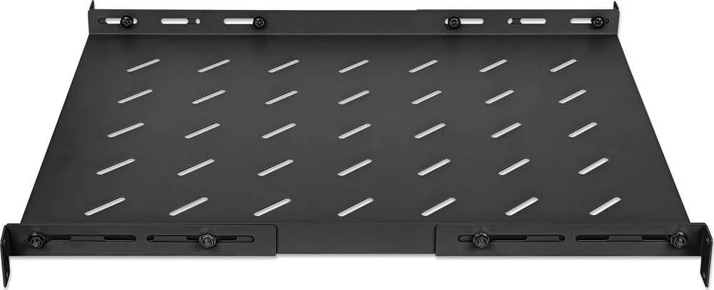 INTELLINET 19" su kintamo aukščio bėgeliais fiksuotam montavimui 1U, 550-750 mm Gylis, Juodas, 714112