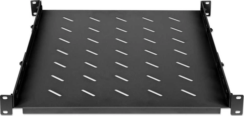 INTELLINET 19" su kintamo aukščio bėgeliais fiksuotam montavimui 1U, 550-750 mm Gylis, Juodas, 714112