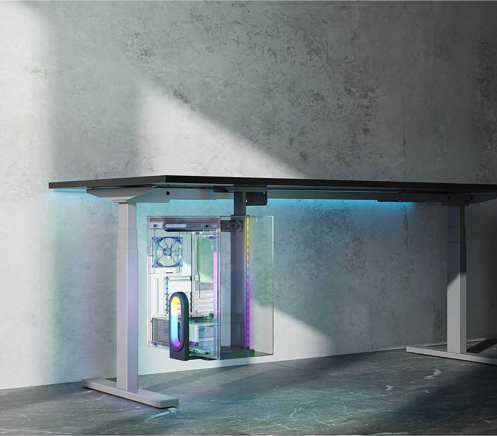 Ultradesk FLANK Kompiuterio laikiklis po stalu, RGB, juodas