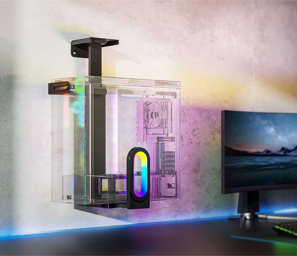 Ultradesk FLANK Kompiuterio laikiklis po stalu, RGB, juodas