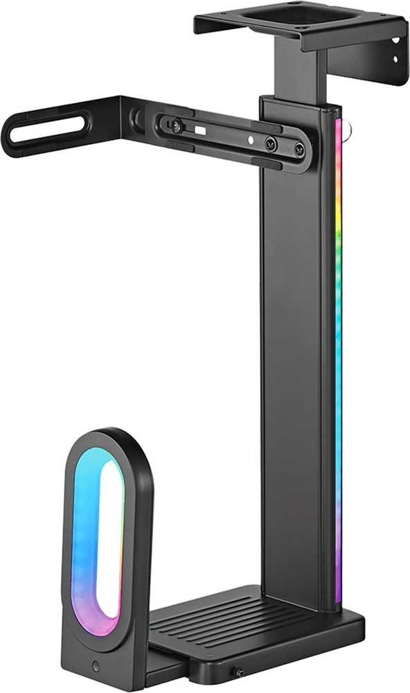 Ultradesk FLANK Kompiuterio laikiklis po stalu, RGB, juodas