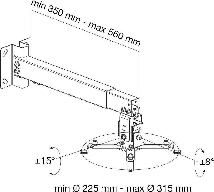 Laikiklis Techly 102369, 20 kg, reguliuojamas aukštis 43–65/35–56 cm, su pasvirimo ir pasukimo reguliavimu