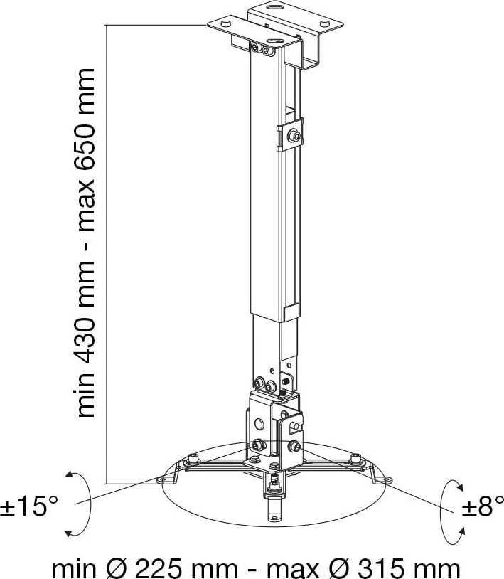 Laikiklis Techly 102369, 20 kg, reguliuojamas aukštis 43–65/35–56 cm, su pasvirimo ir pasukimo reguliavimu