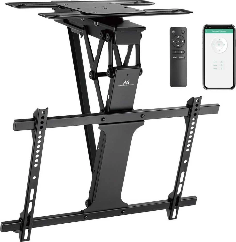 Maclean elektrinis lubų televizoriaus laikiklis, TUYA atrama, maks. VESA 600x400, 90-as pasukamas nuotolinio valdymo pultas, 32"-75", 35kg, MC-490