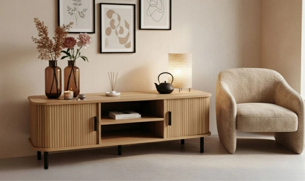 Laikiklis Edaxo TV staliukas ryžtuotas SCAVA, 140 x 40 x 46 cm