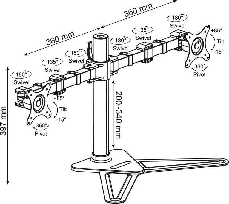 Ergosolid Monitorių laikiklis NF 22 10''-30'' iki 2*10 kg