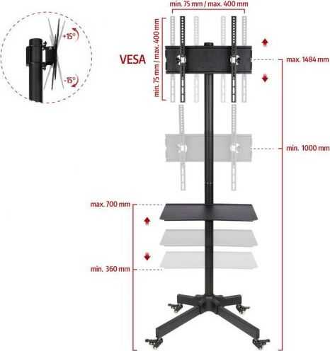 Laikiklis Fiber Mount Ergosolid „Falco 24“ grindų stovas 32–55 colių