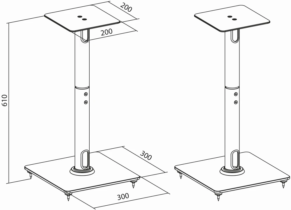 Laikiklis Fiber Novelty - Profesionalios kolonėlių stovai 61 cm iki 25 kg rinkinys 2 vnt. (FN61B)