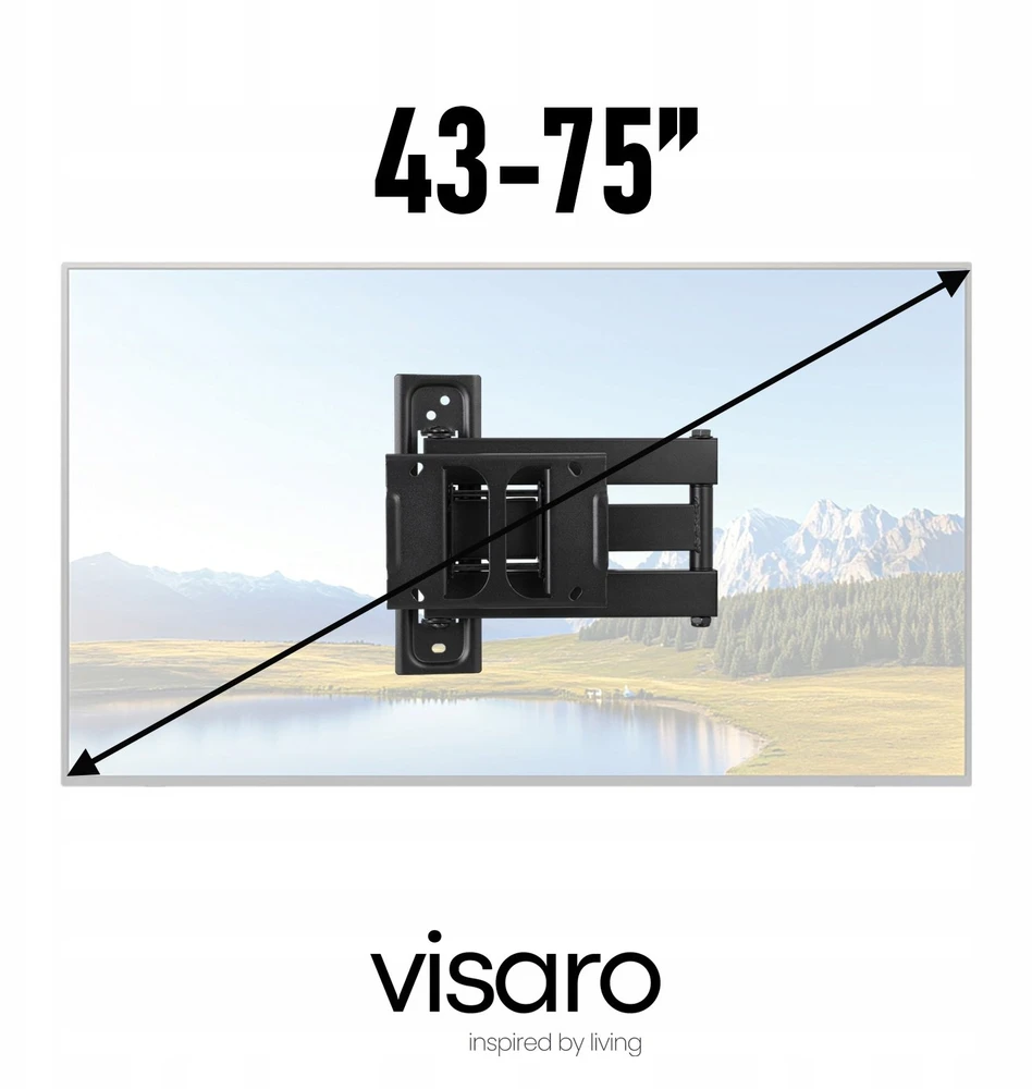 „Visaro“ sieninis laikiklis | WMA75 pilnai judantis televizoriaus laikiklis | Maksimalus svoris (talpa) 30 kg | Juodas