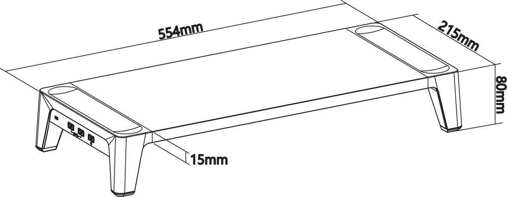 Laikiklis InLine® monitoriaus platforma+ su 2x USB 3.2 Gen1 ir QC3 įkrovimo prievadais, 80 mm, maks. 15 kg