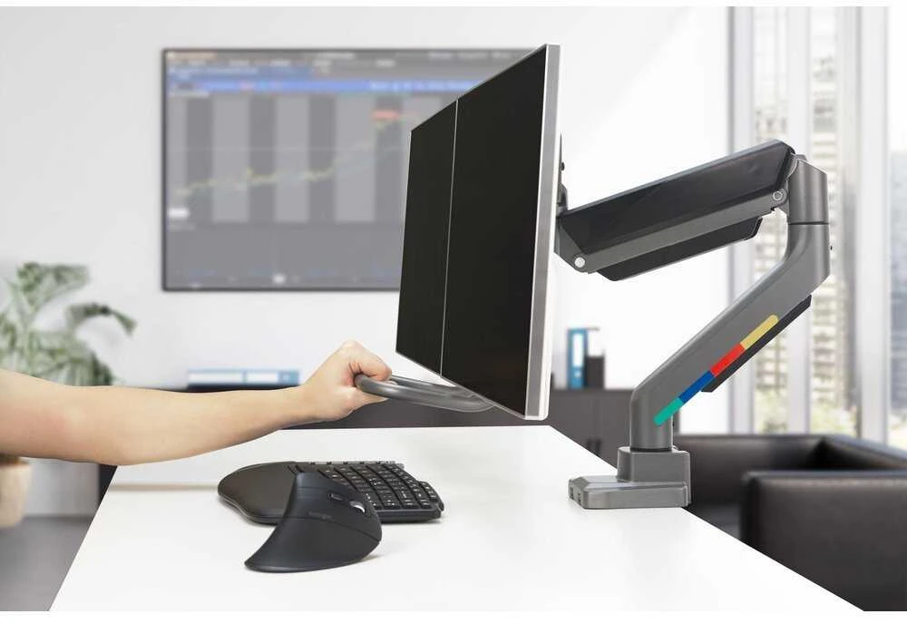 Leitz KENSINGTON SmartFit dvigubo monitoriaus laikiklis su skersiniu ir rankena