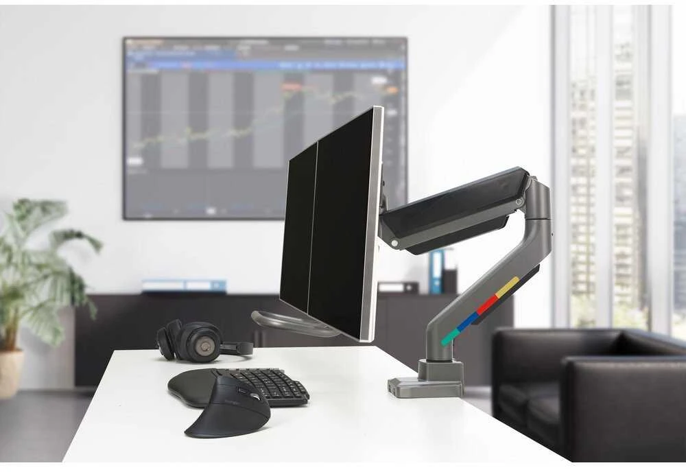 Leitz KENSINGTON SmartFit dvigubo monitoriaus laikiklis su skersiniu ir rankena