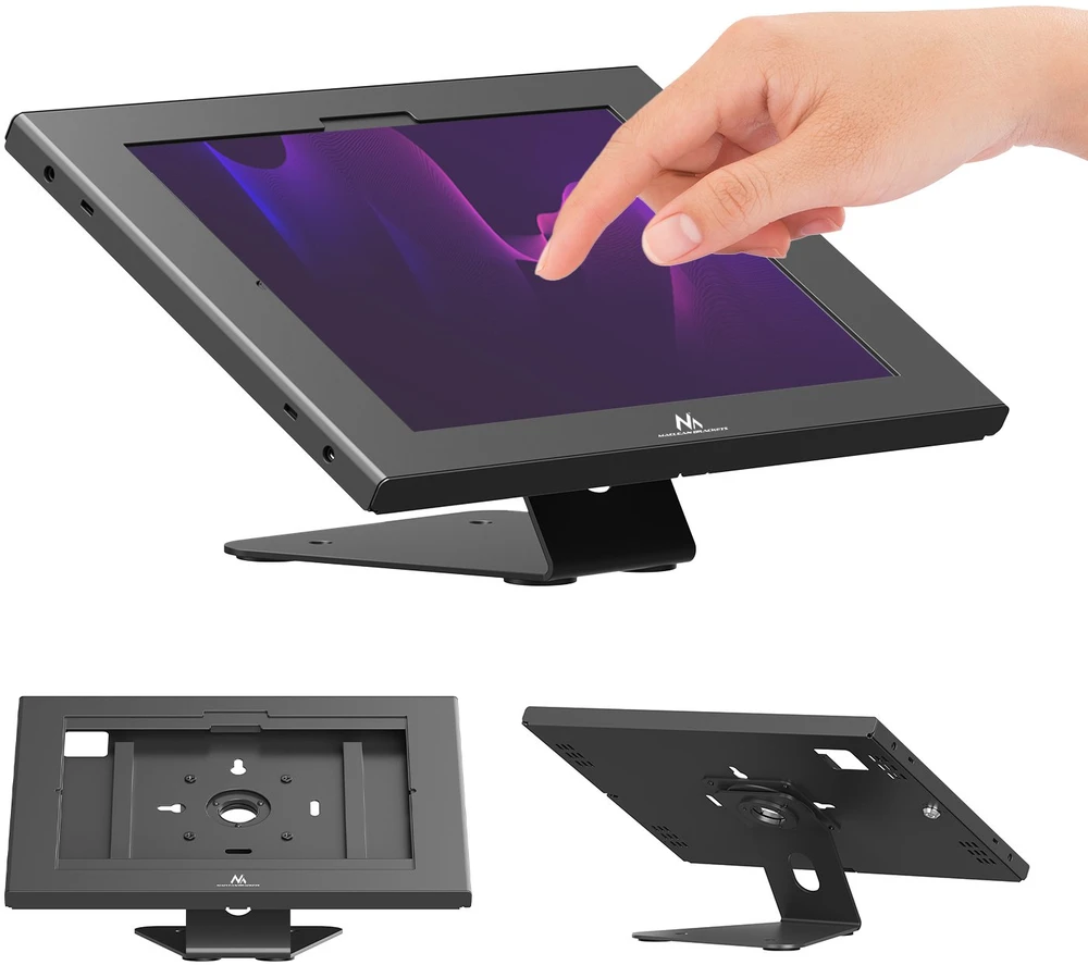 Laikiklis reklamowy do tabletu Maclean, su blokadą. 12.4"-13", iPad Air/ Pro, Samsung Tab S10+/S9+/S8+/S7+, 257x350x22mm, MC-956 B