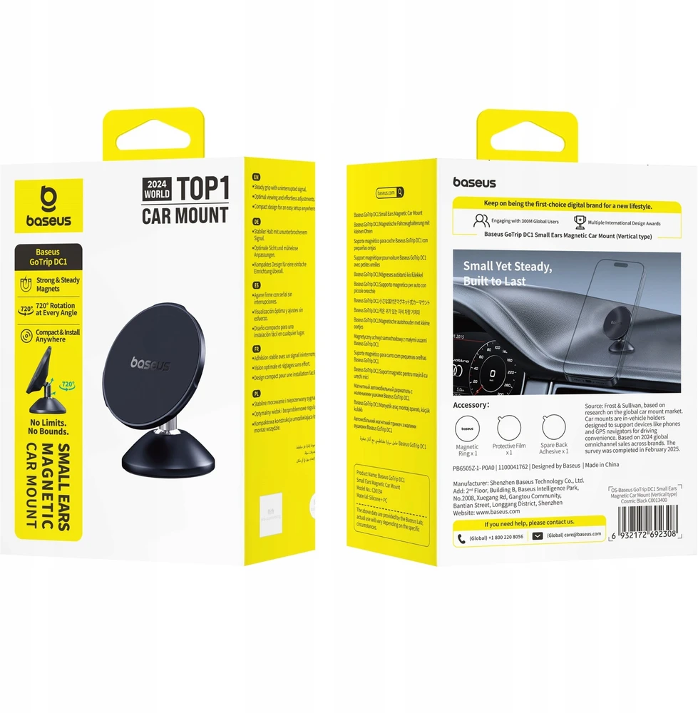Baseus Automobilinis magnetinis laikiklis telefonams GoTrip DC1, juodas
