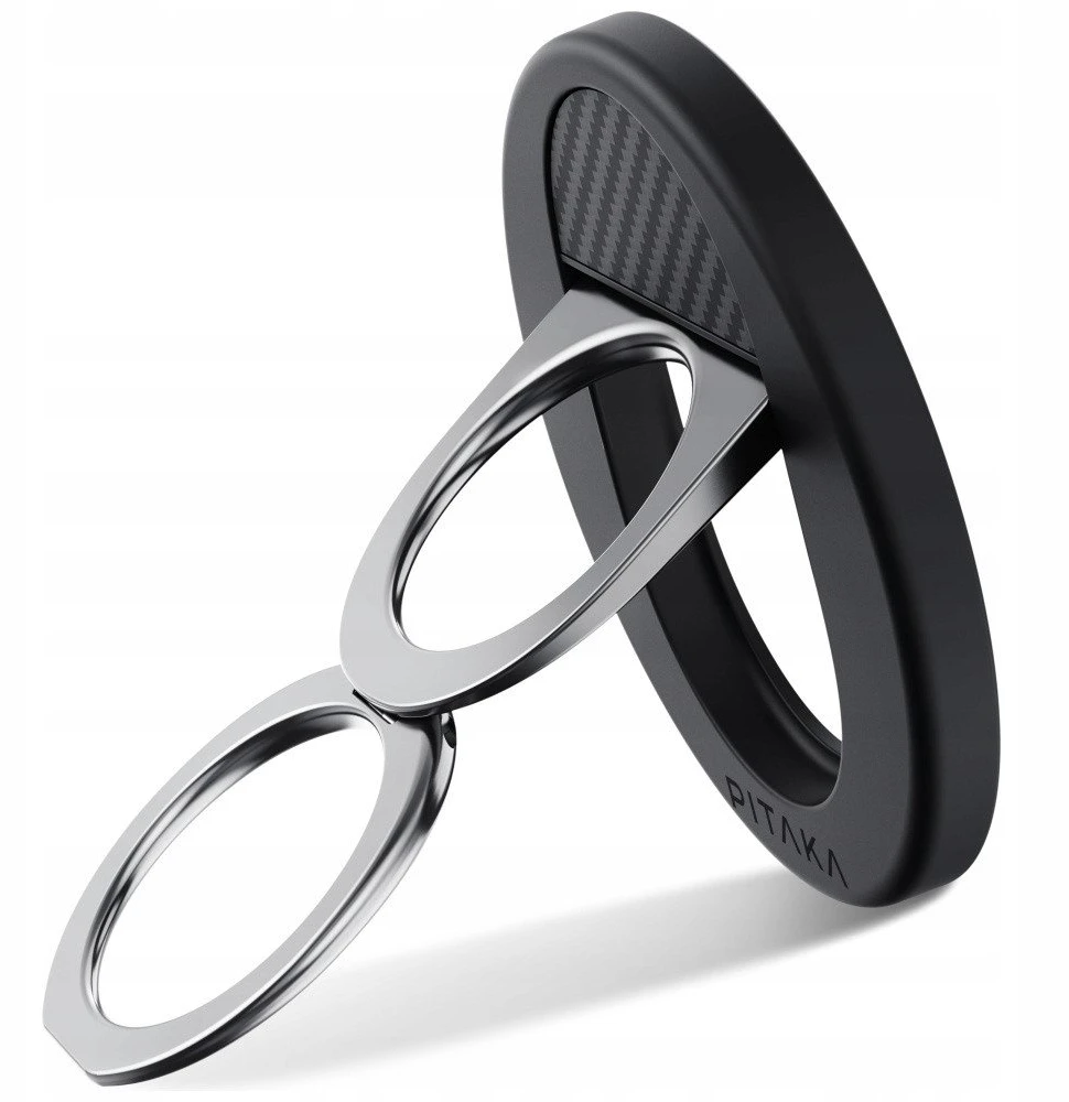 Magnetic holder PITAKA MagEZ Grip 3 MagSafe for phone juodos spalvos pilkos spalvos