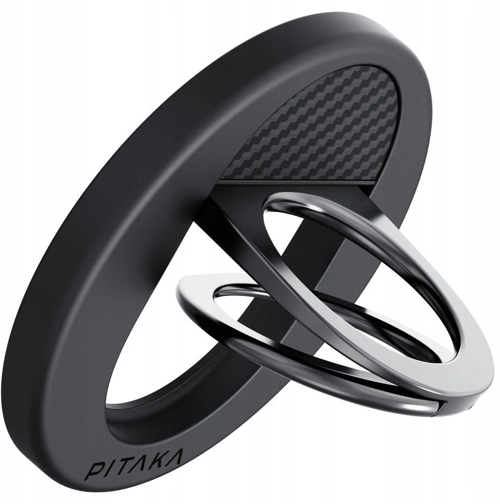 Magnetic holder PITAKA MagEZ Grip 3 MagSafe for phone juodos spalvos pilkos spalvos