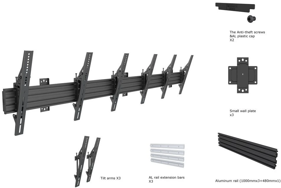 Laikiklis Multibrackets MB WALLMOUNT PRO MBW3U TILT Juodas