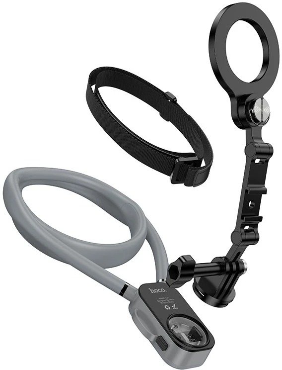 Neck magnetic phone holder Hoco K31 juodas pilka
