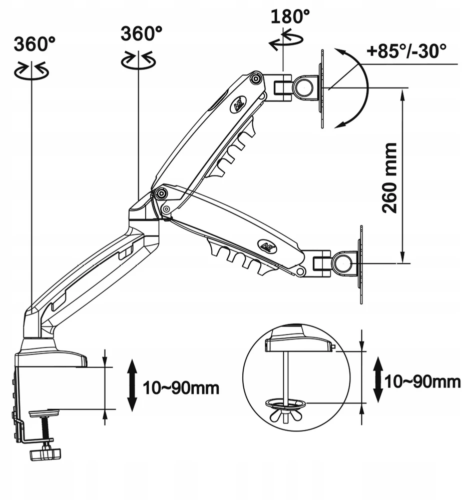 Fiber Mount Monitoriaus laikiklis 17'' - 32'' F80W